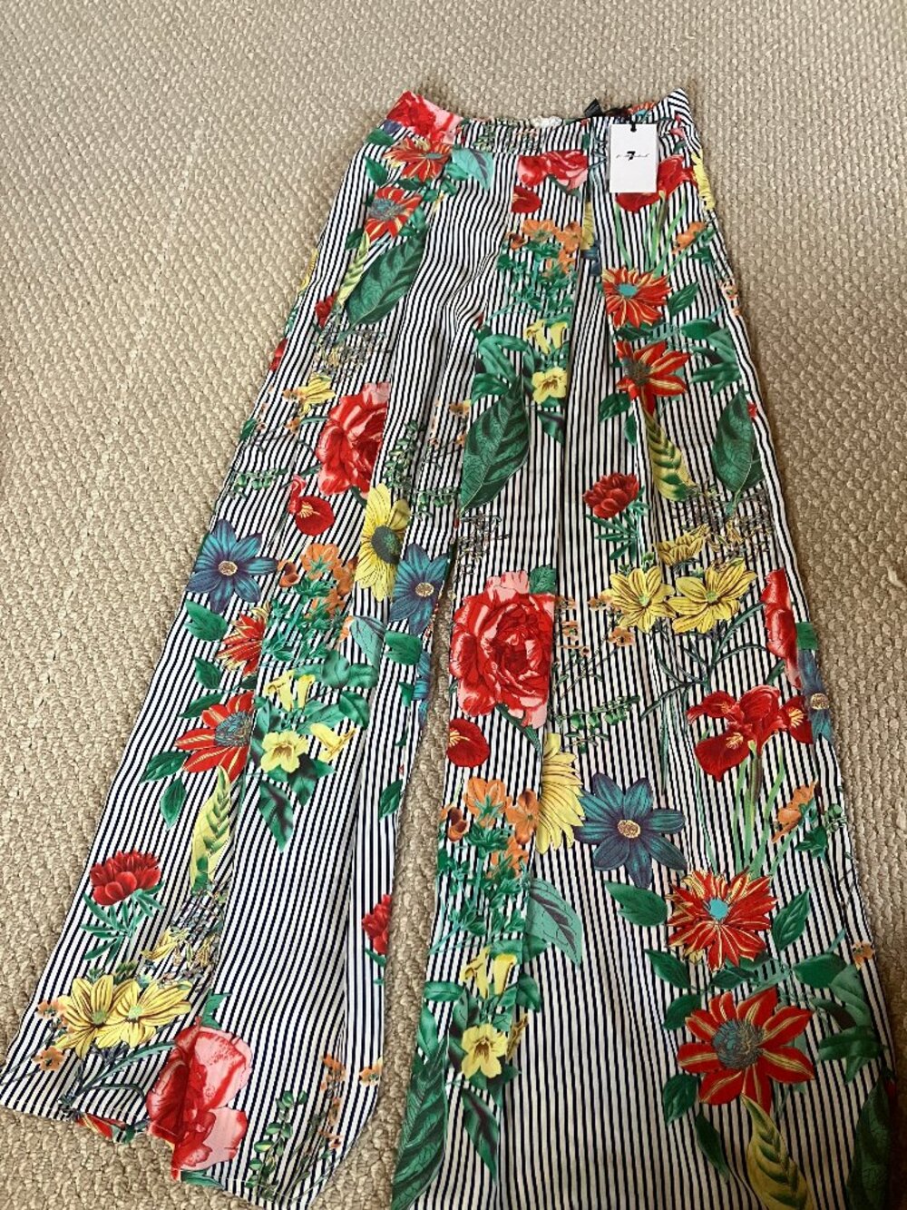 H&M Stripe Floral Palazzo Pants Medium